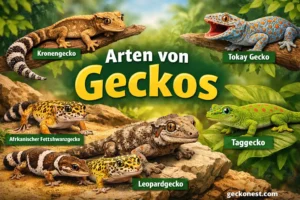 verschiedene arten von geckos wie leopardgecko kronengecko tokay gecko gargoyle gecko und taggecko im vergleich