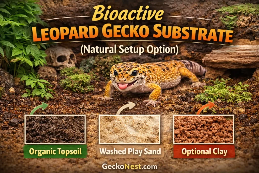 bioactive leopard gecko substrate natural setup organic topsoil washed play sand clay mix terrarium