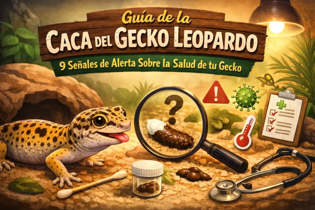 guia de la caca del gecko leopardo con señales de salud y advertencias
