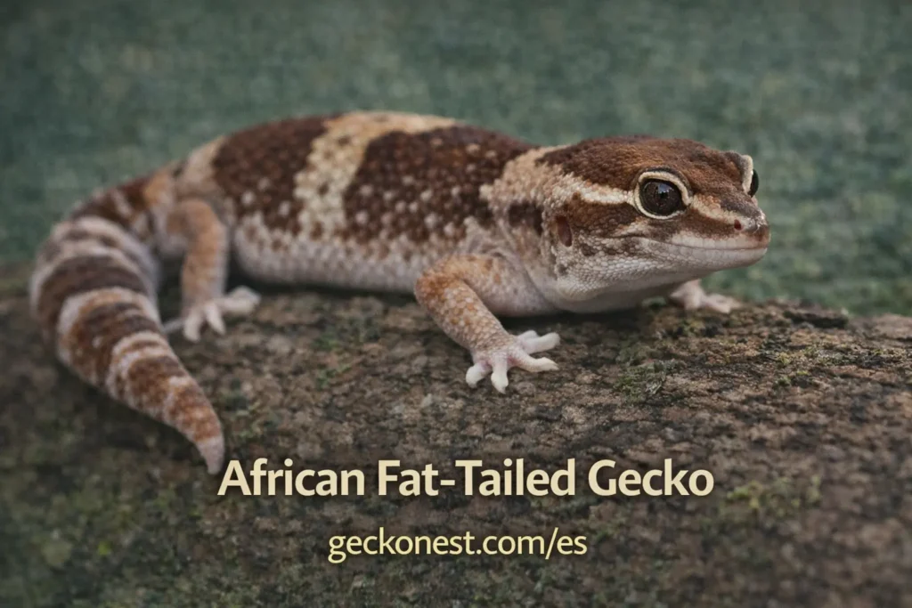 gecko de cola gorda africano sobre una rama especie de gecko tranquila y fácil de cuidar