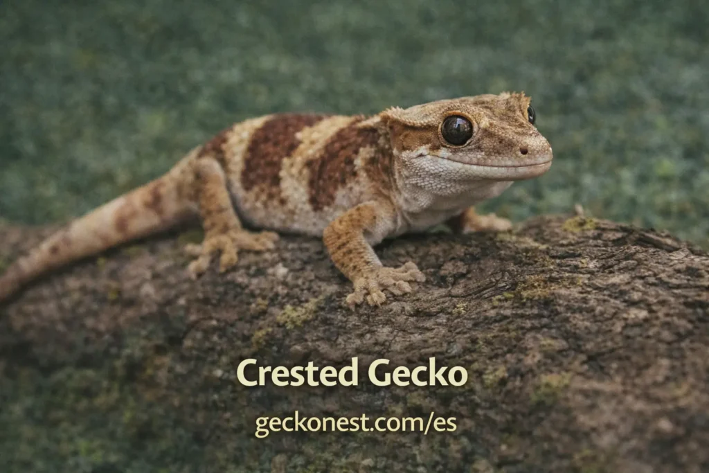 gecko crestado sobre una rama especie popular de gecko como mascota