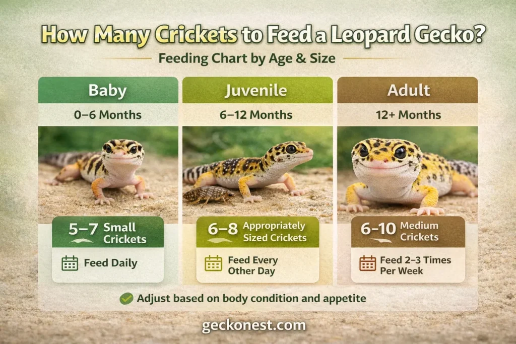 how many crickets to feed a leopard gecko feeding chart by age baby juvenile adult guide
