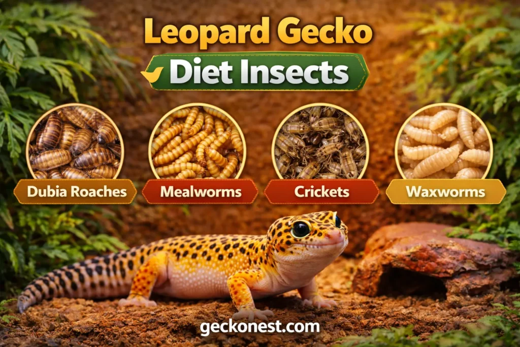 leopard gecko diet insects including dubia roaches mealworms crickets and waxworms