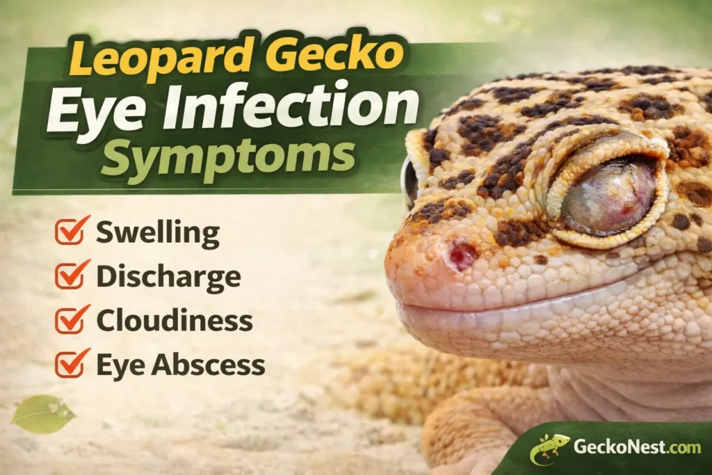 leopard gecko eye infection symptoms including swelling discharge and cloudy eye