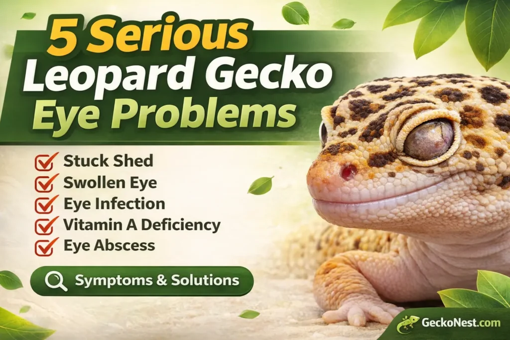 leopard gecko eye problems including stuck shed eye infection swollen eye vitamin A deficiency and eye abscess