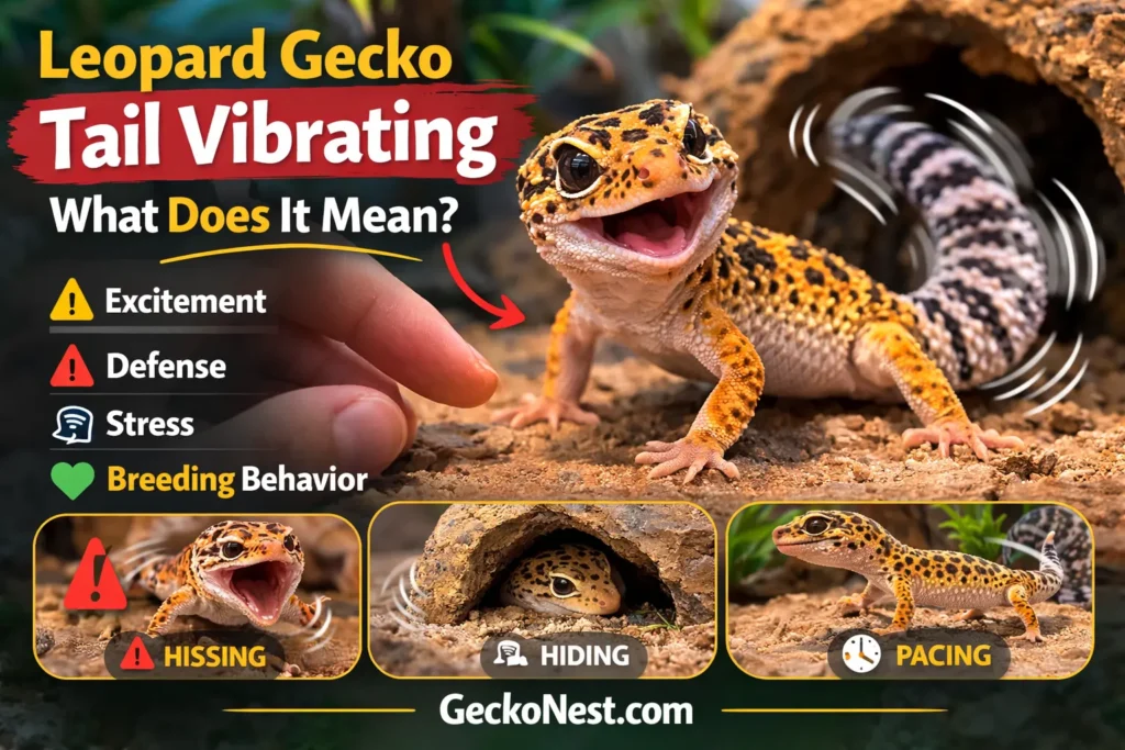 leopard gecko fast tail vibrating defensive behavior stress signal