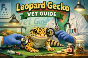 leopard gecko vet examination by reptile veterinarian