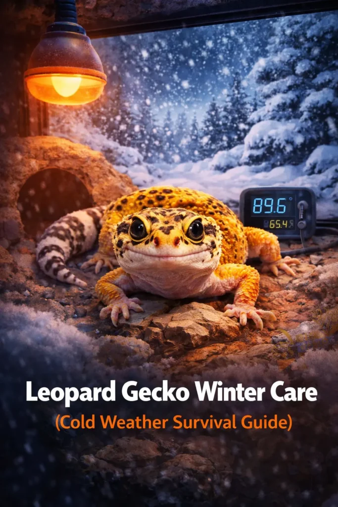 leopard gecko winter care in a warm enclosure during cold weather