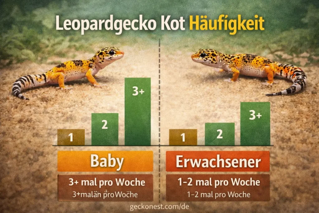 leopardgecko kot häufigkeit chart wie oft baby und erwachsene geckos kot absetzen