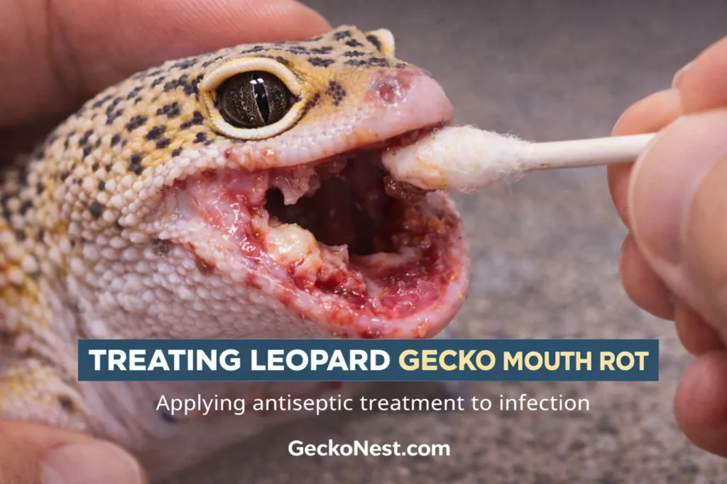 treating mouth infection in leopard gecko with antiseptic swab