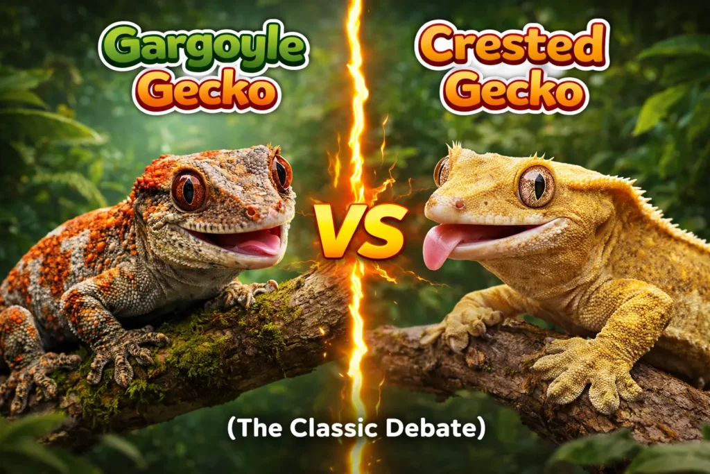 gargoyle gecko vs crested gecko comparison differences appearance size behavior