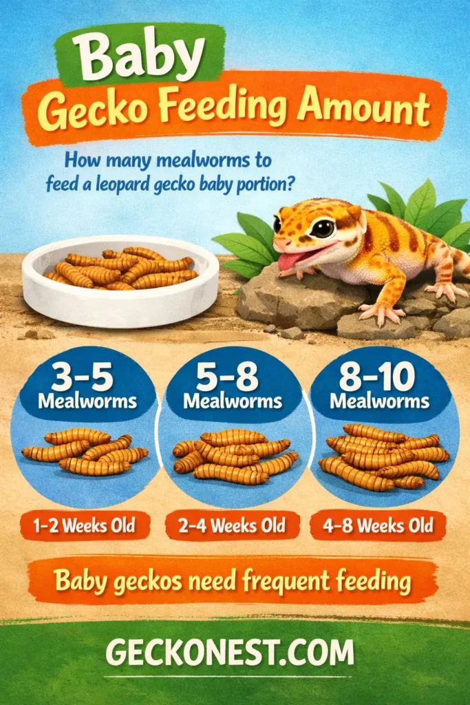 how many mealworms to feed leopard gecko baby portion