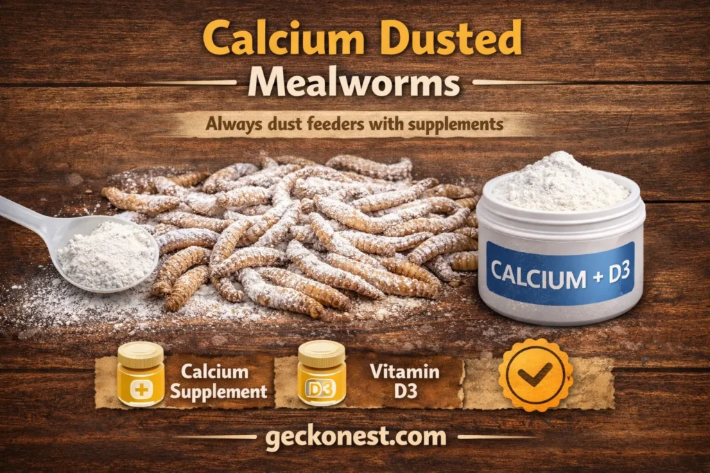 how many mealworms to feed leopard gecko calcium dust