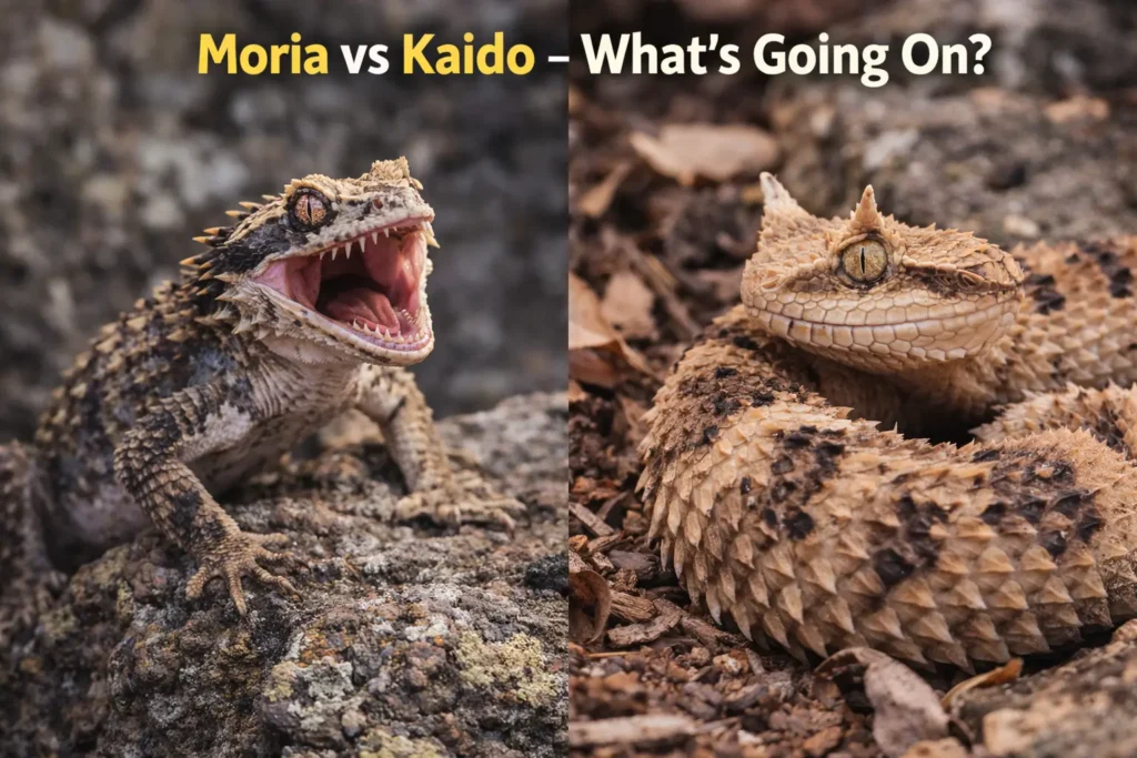 gecko moria vs kaido real animal comparison lizard vs snake